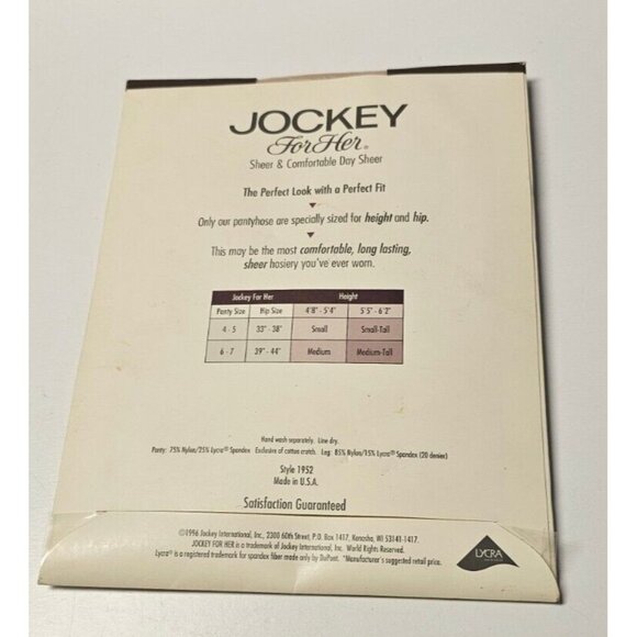 VINTAGE Jockey Control Top Pantyhose Sandalfoot Spandex Style 1952 Medium Nude - Picture 2 of 4